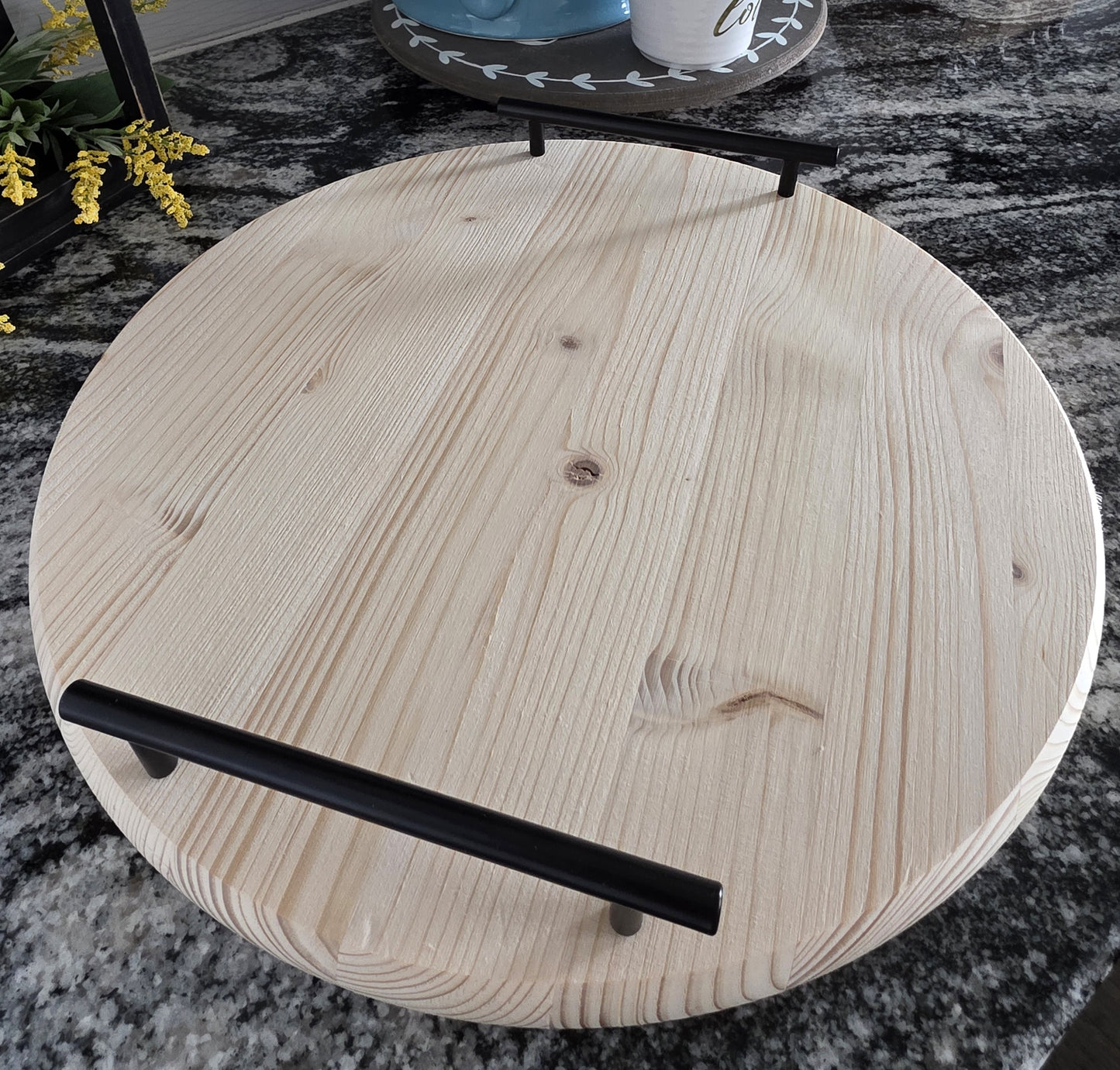 15" Round Serving Tray with Handles - 3 Colors