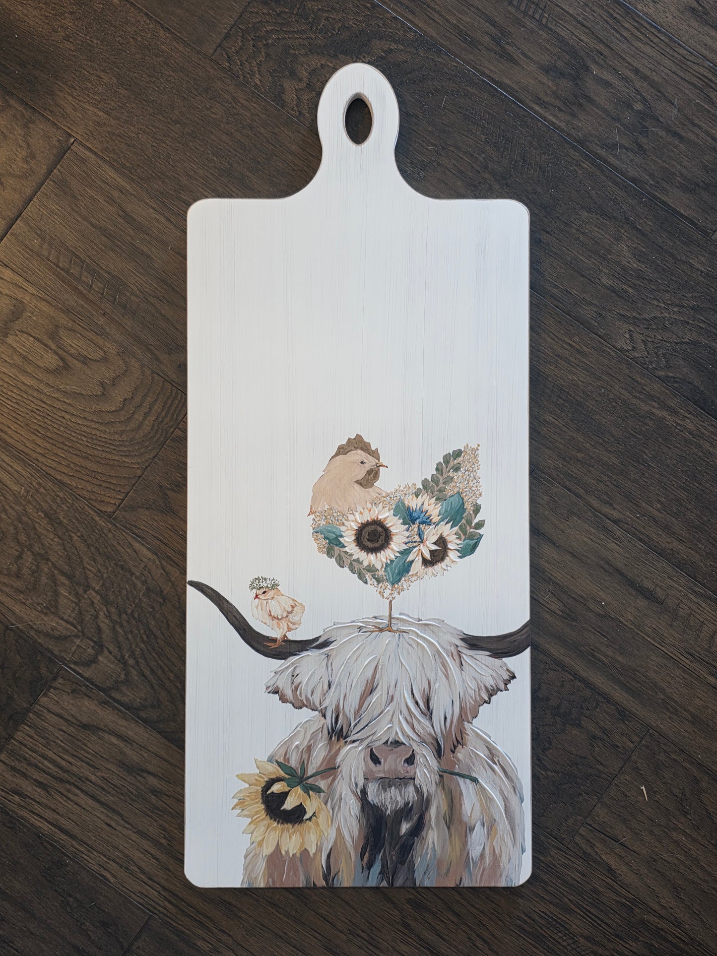 Highland Cow & Chicken Paddle Wood Wall Decor