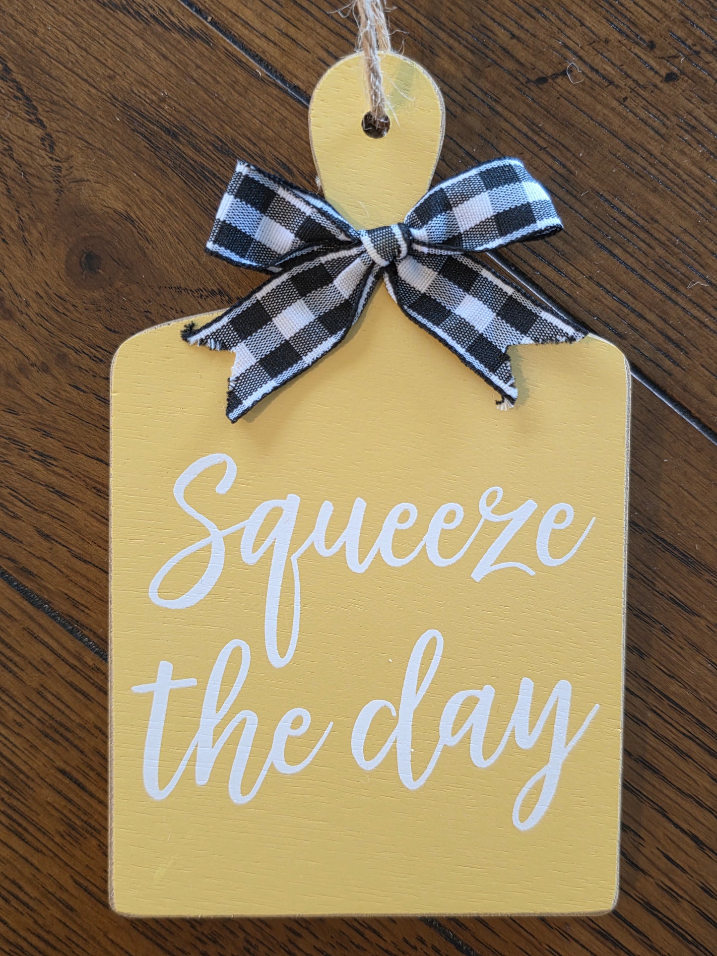 Yellow Mini Cutting Board Wood Hanger / Ornament