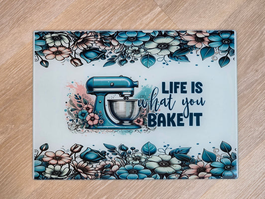 Large Glass Kitchen Board / Trivet with Baking Design