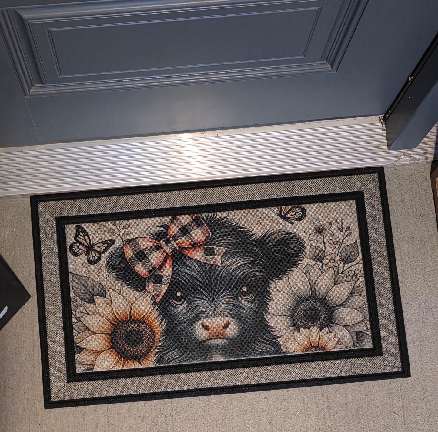 Racetrack Gray Rubber Non-Slip Outdoor/Indoor Door Mat