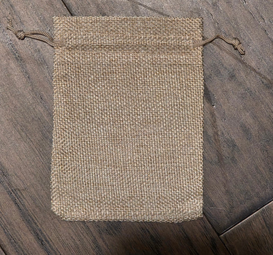 Small Burlap Drawstring Gift bags with Tags