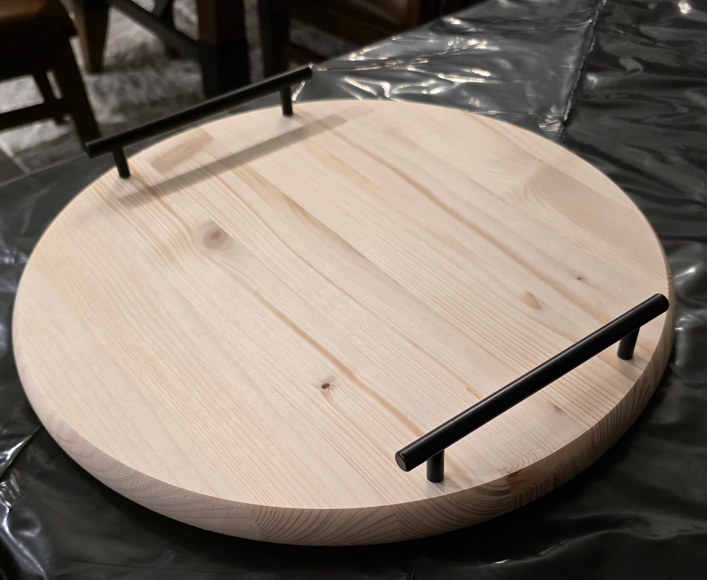 15" Round Serving Tray with Handles - 3 Colors