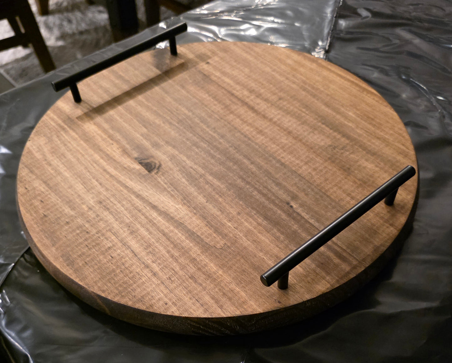 15" Round Serving Tray with Handles - 3 Colors