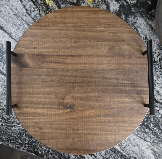 15" Round Serving Tray with Handles - 3 Colors