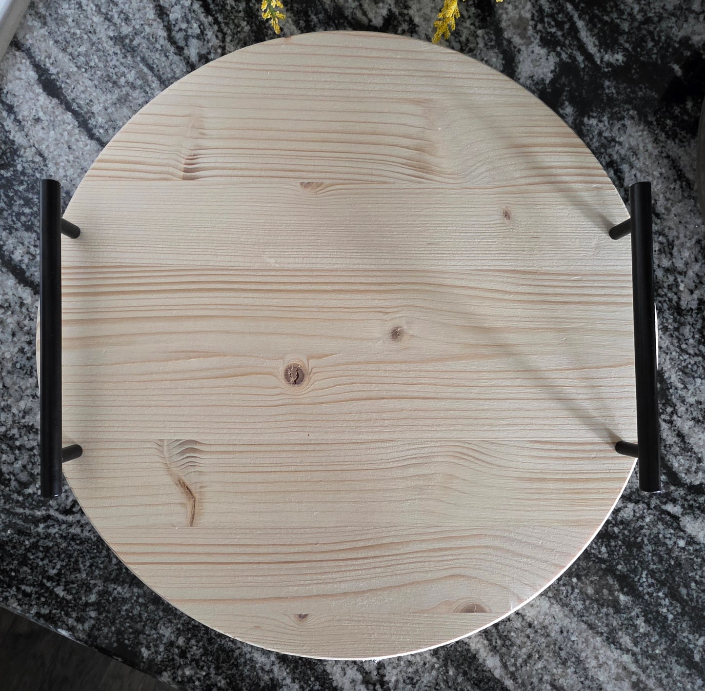 15" Round Serving Tray with Handles - 3 Colors