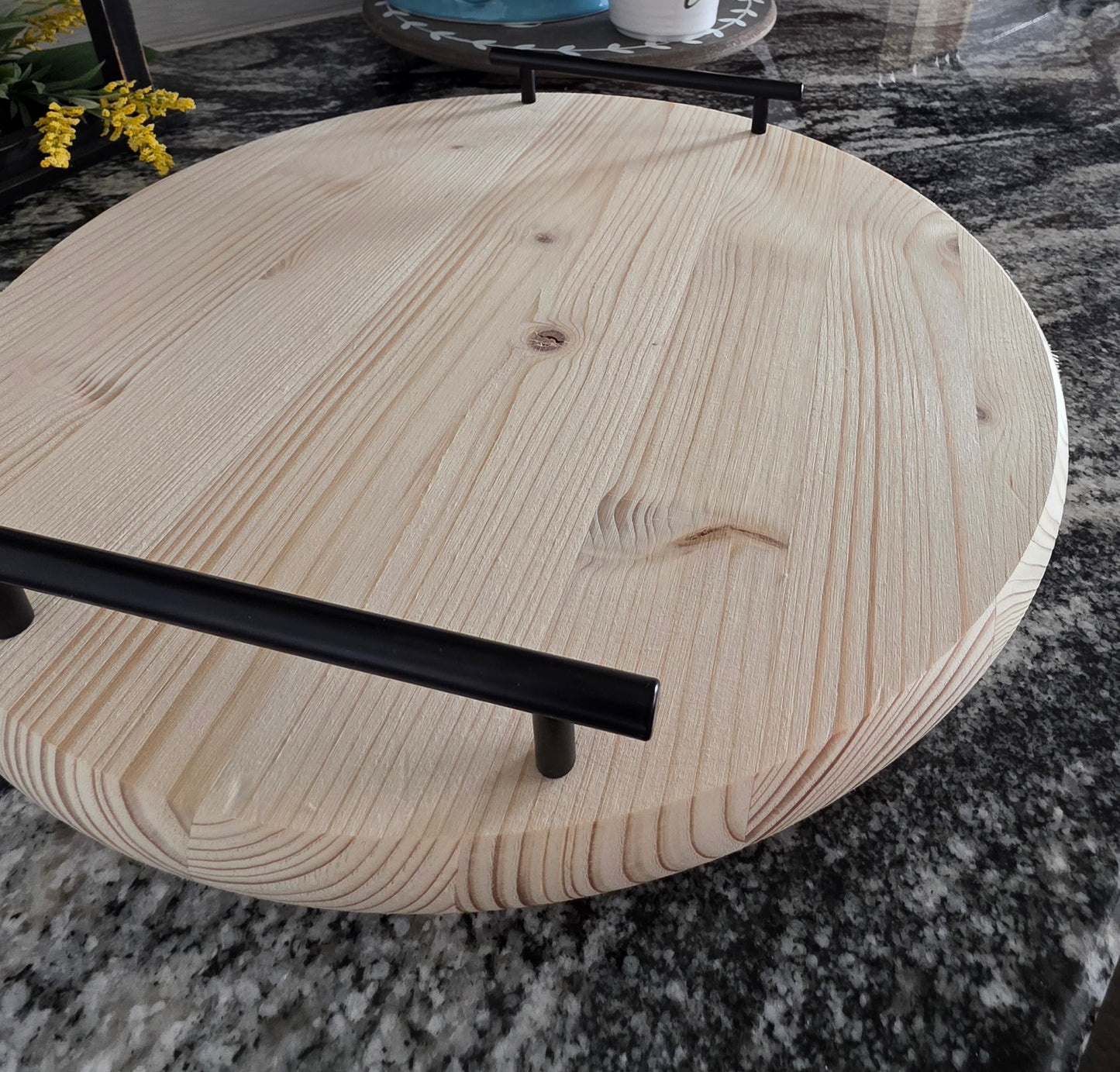 15" Round Serving Tray with Handles - 3 Colors