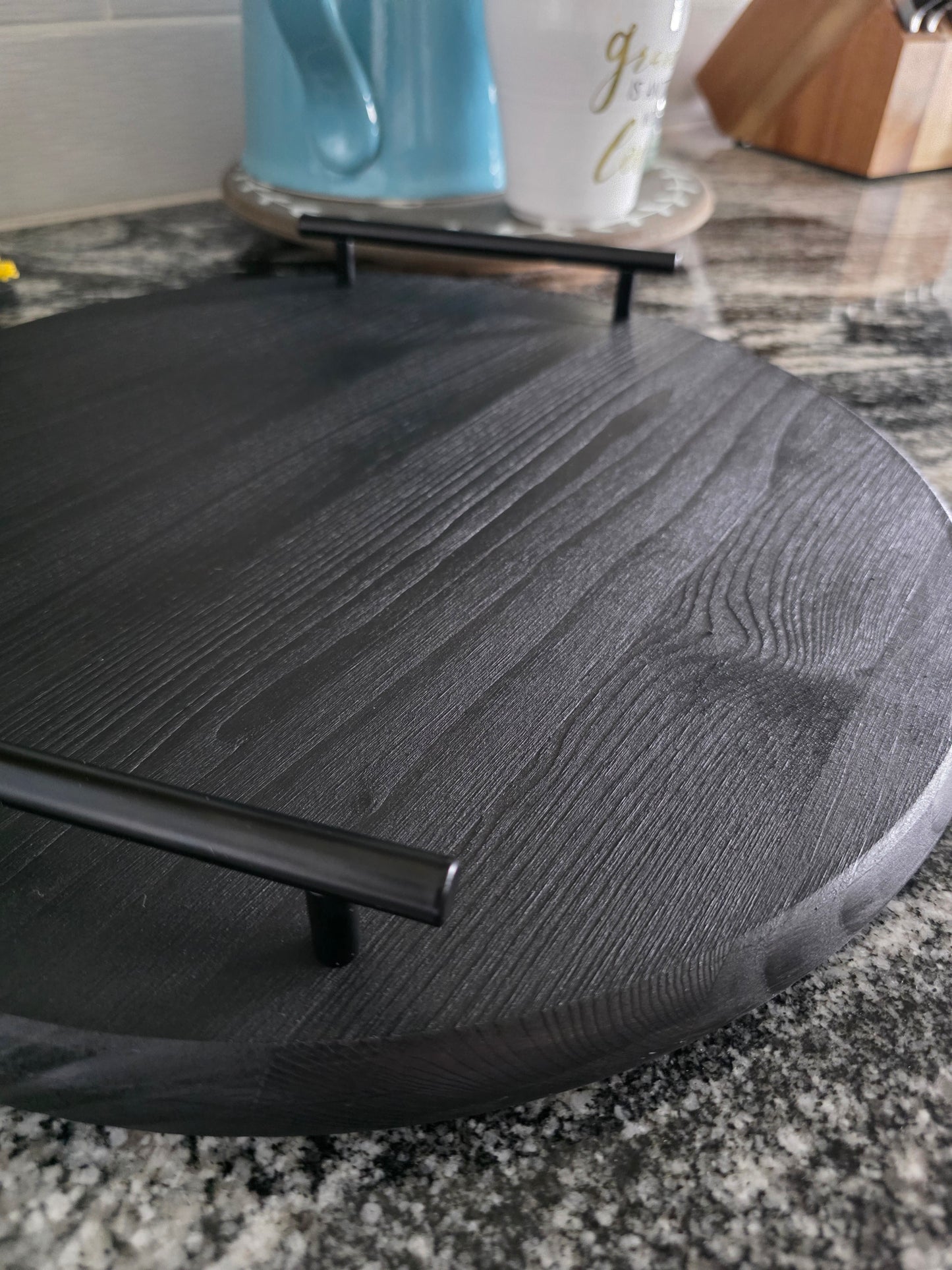 15" Round Serving Tray with Handles - 3 Colors