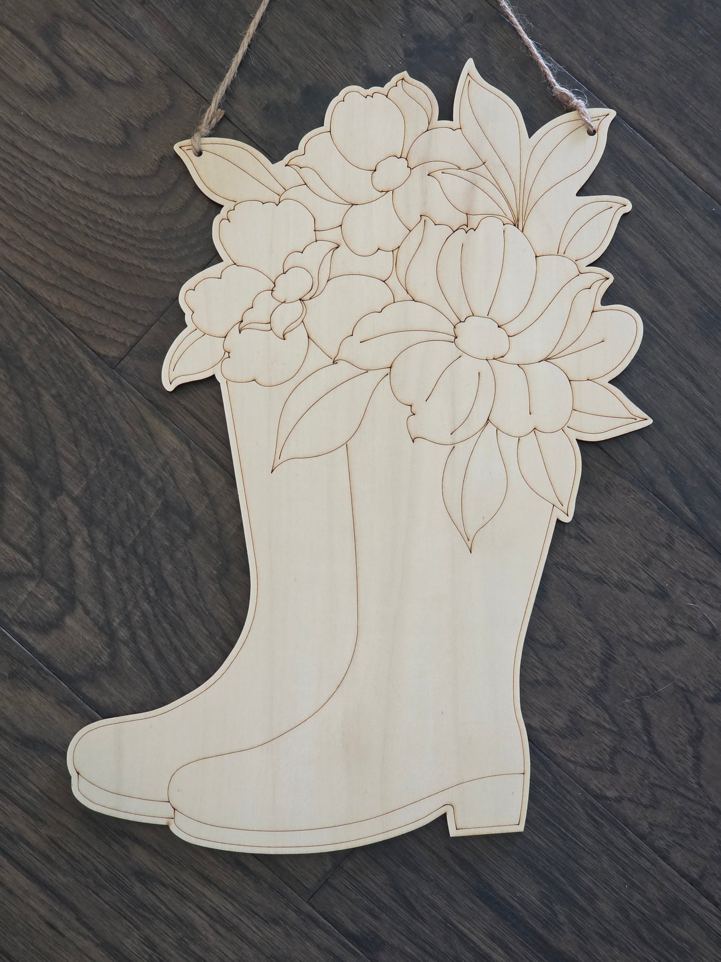 Unfinished Custom Hanging Garden Boots with Flowers Decor