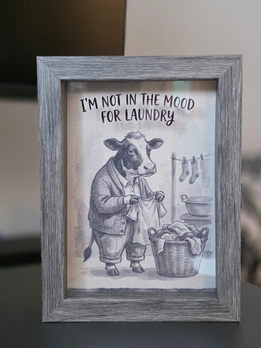 Shadow Box Decor w/Laundry Cow Design
