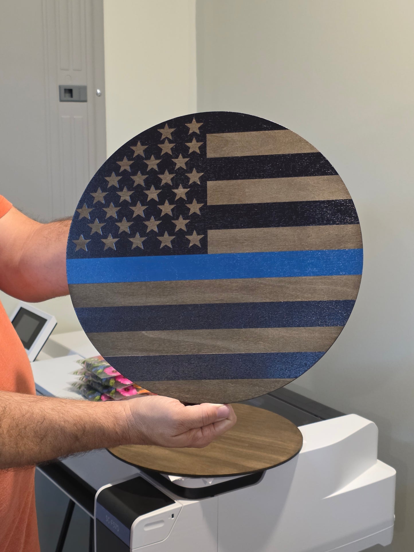 Custom 14" Round Plywood Door Hanger/Wall Decor - 4 Colors