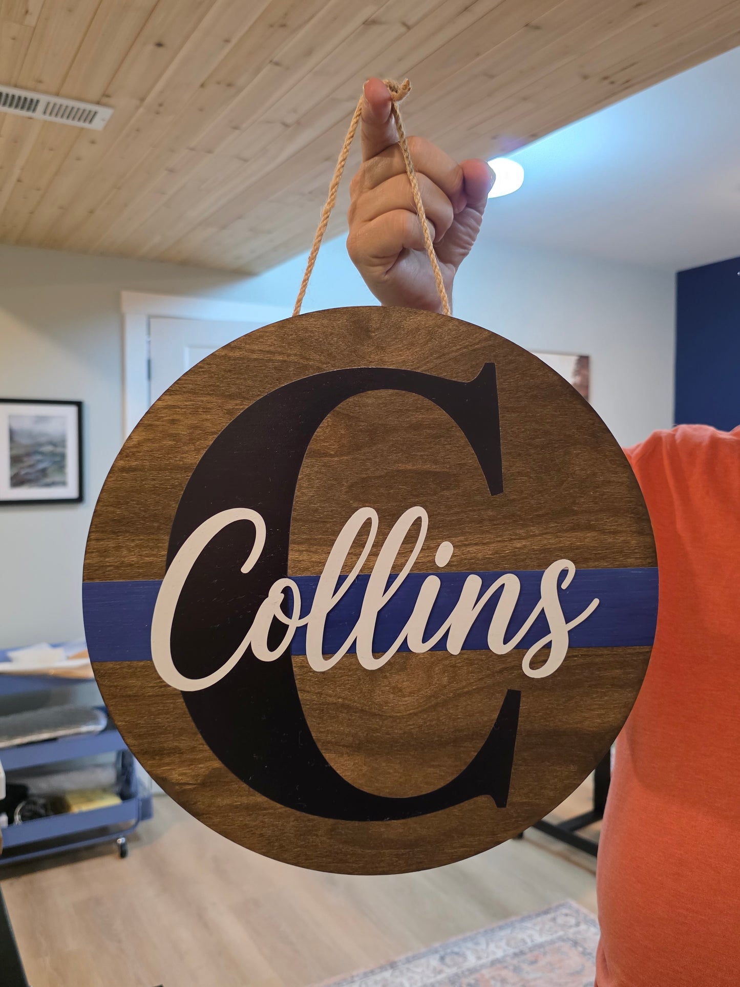 Custom 14" Round Plywood Door Hanger/Wall Decor - 4 Colors