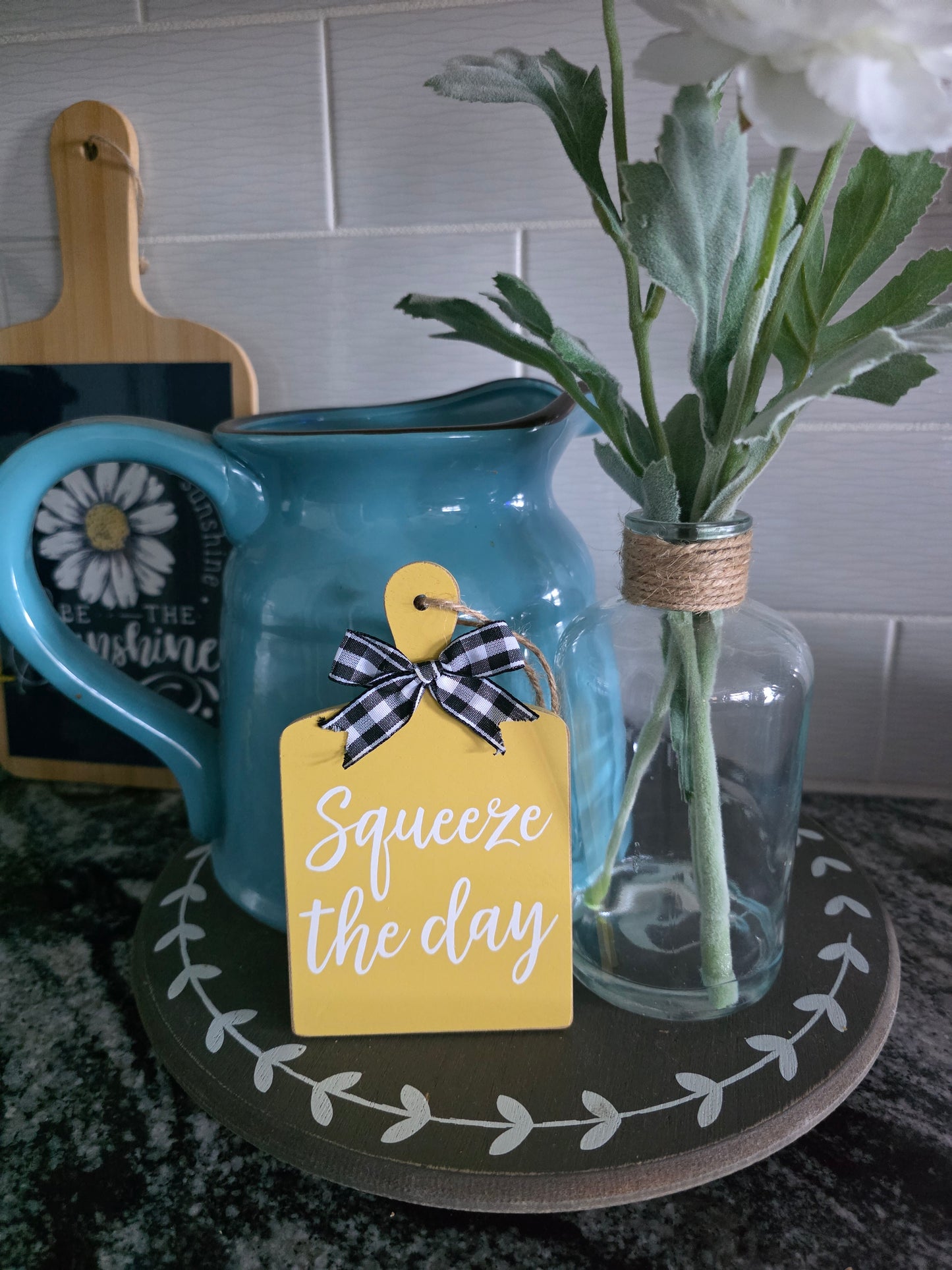 Yellow Mini Cutting Board Wood Hanger / Ornament