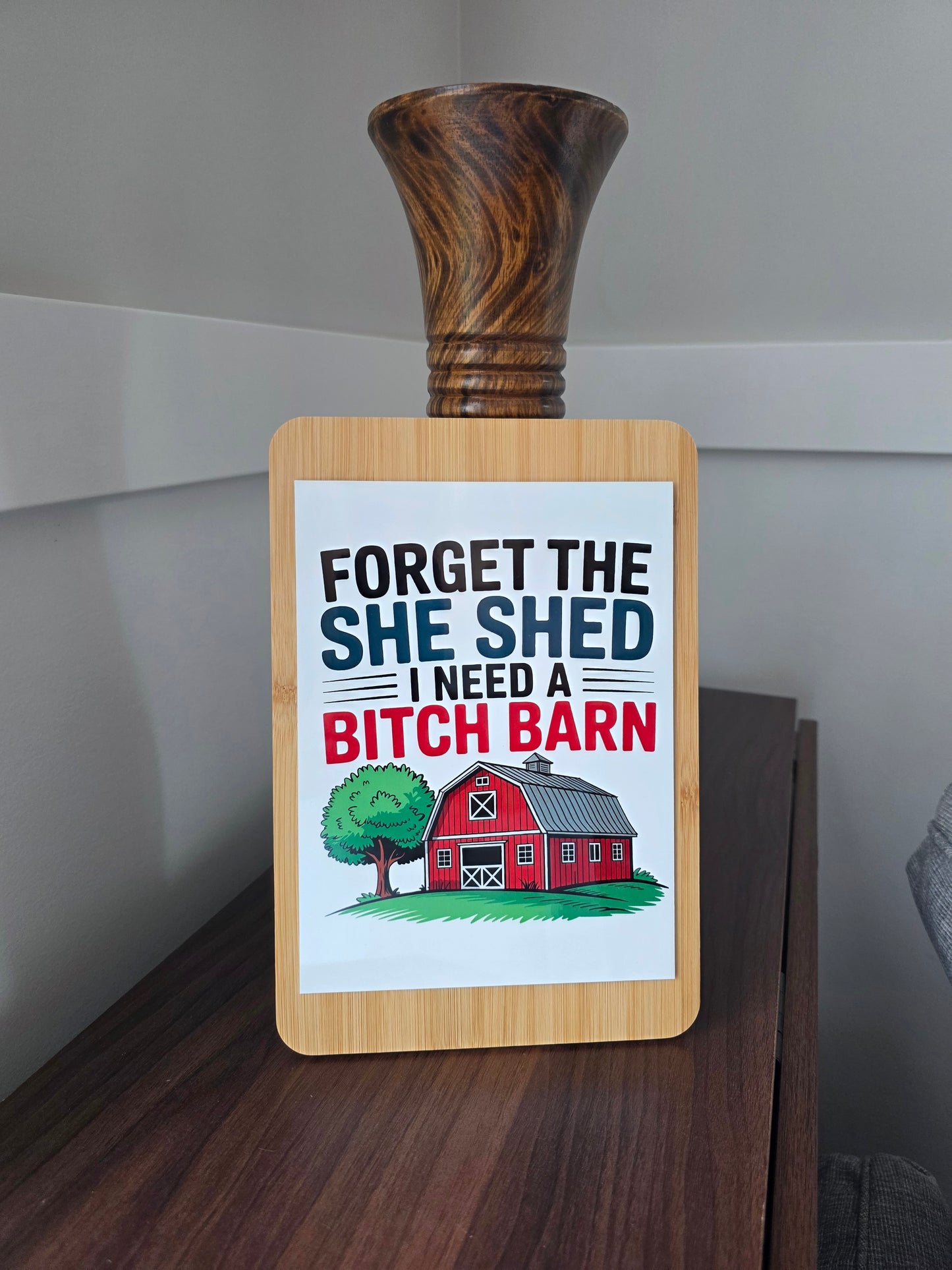 Bamboo Wood / Metal Sign with She Shed Design