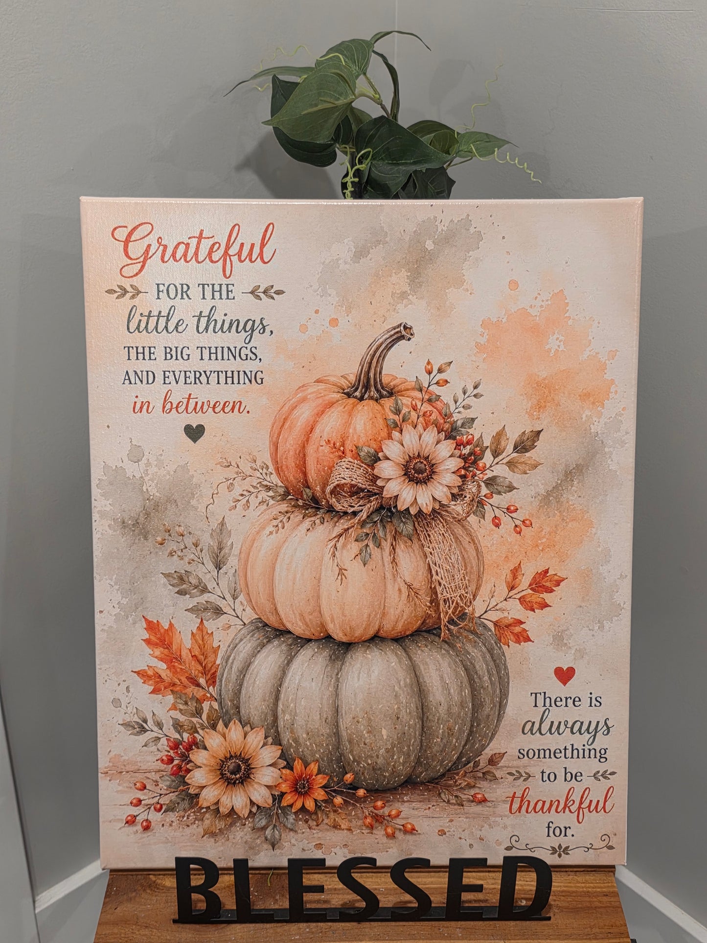 16 x 20 Wrapped Canvas Print on Wood Frame w/ Fall Design