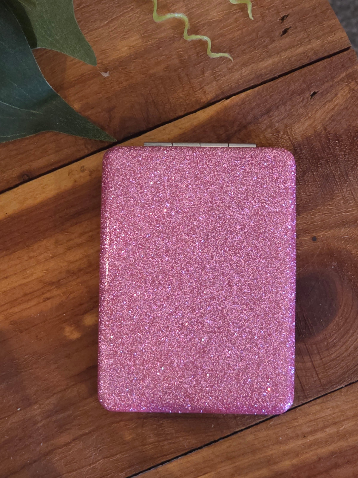Custom Pink Glitter Compact Dual Mirror