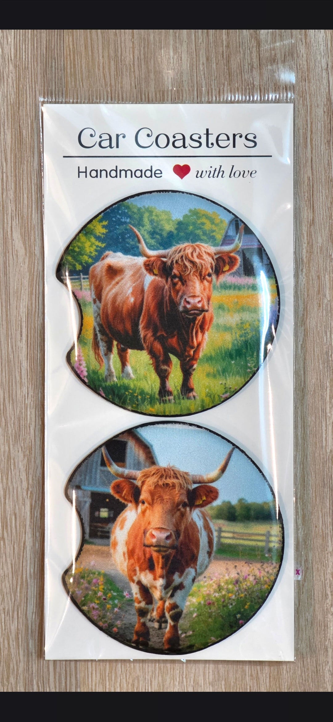 2 pc Cow Car Coaster Set